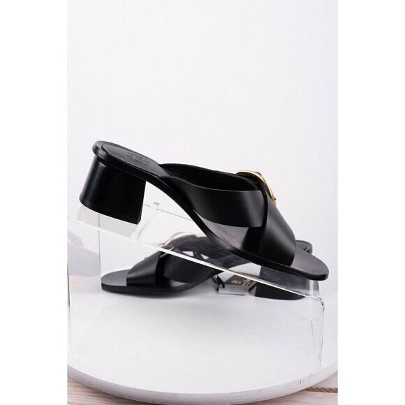 Massimo Dutti Womens Black Leather Buckled Sandals - Picture 2 of 8